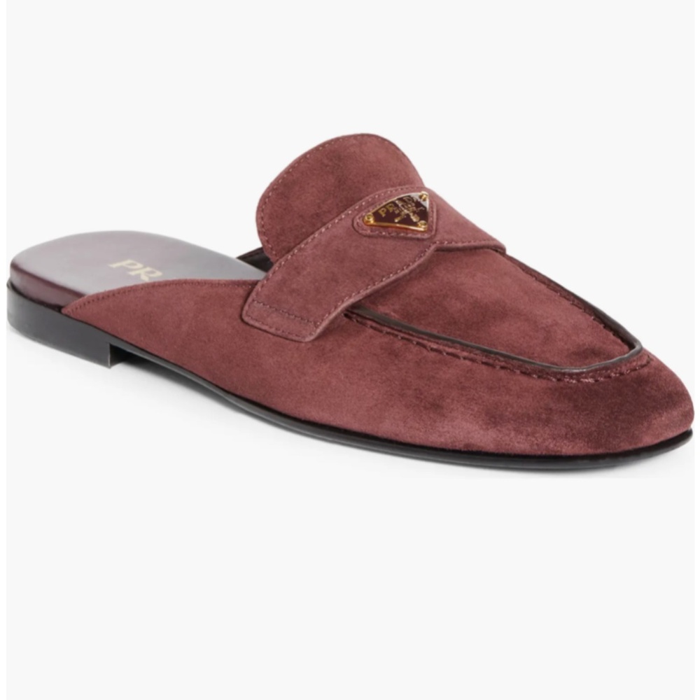 (#21) Prada Logo Loafer Mule in Bordeaux